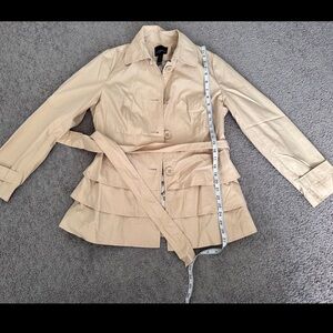 Womens Beige Layered Peplum Trench Jacket size PM